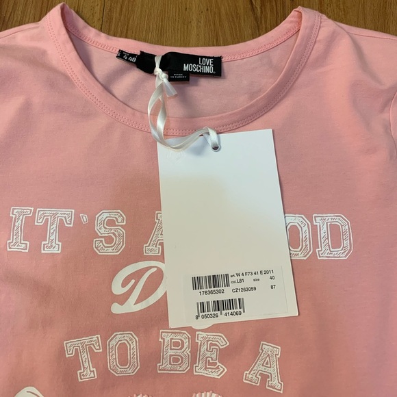 LOVE MOSCHINO "It's A Good Day" Pink T-Shirt - Picture 5 of 11